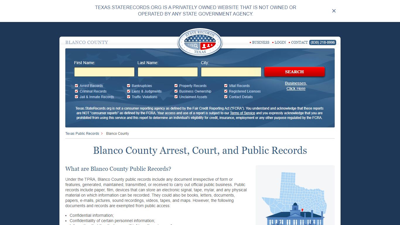 Blanco County Arrest, Court, and Public Records