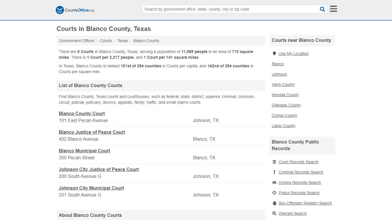 Courts - Blanco County, TX (Court Records & Calendars)